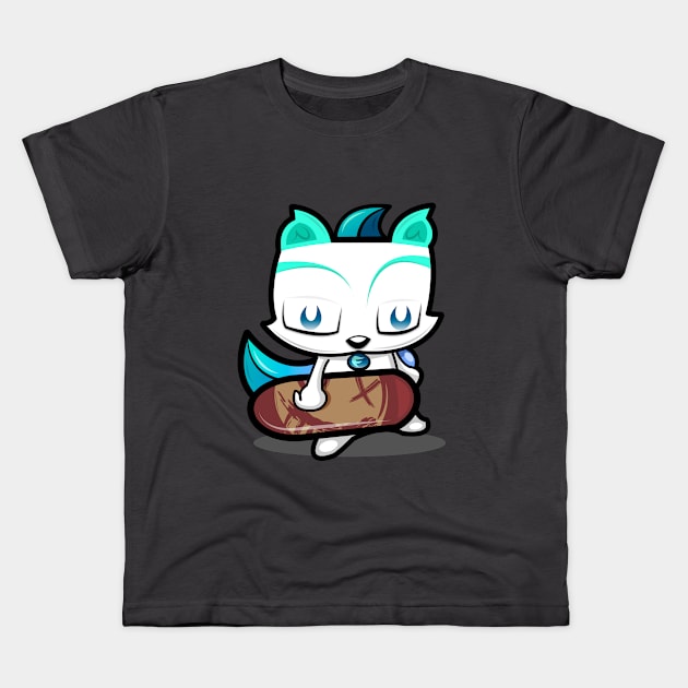 Skater Fox Kids T-Shirt by SuaveOne